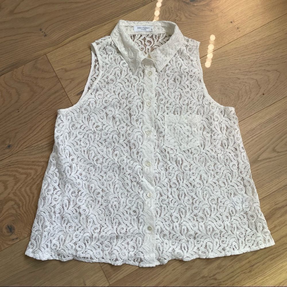 EQUIPMENT LACE SLEEVELESS TOP - Picture 3 of 14